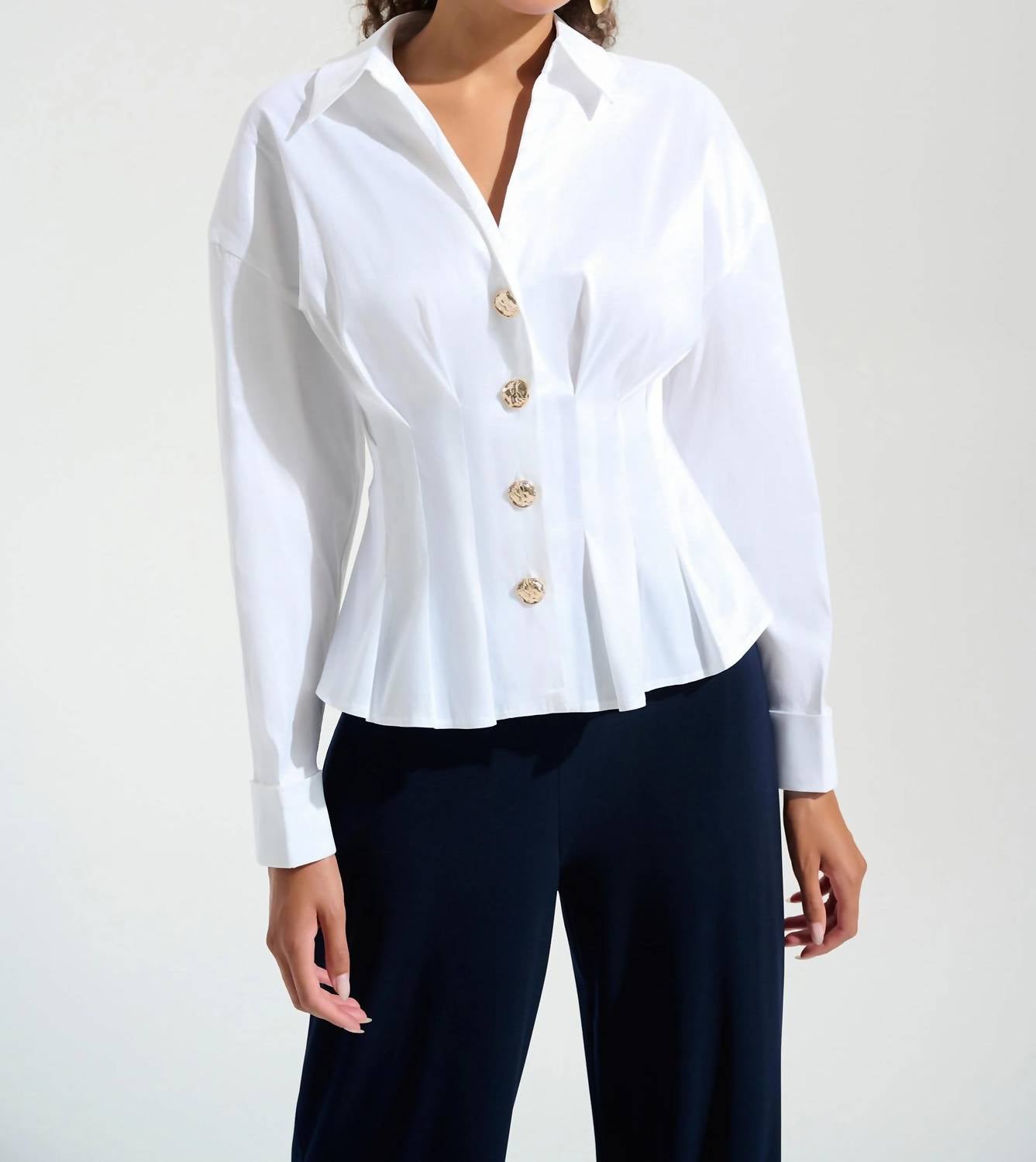 Joseph Ribkoff Stretch Taffeta Fit & Flare Blouse in vanilla - women's blouse