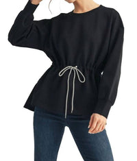 Jodifl - Drawstring Waist Smooth Textured Top
