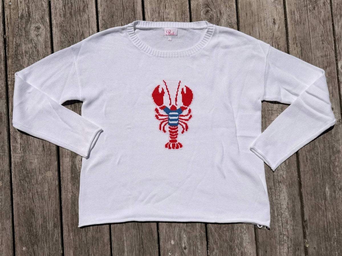Pink Pineapple - Lobster In Stripe Tee Boxy Cotton Sweater