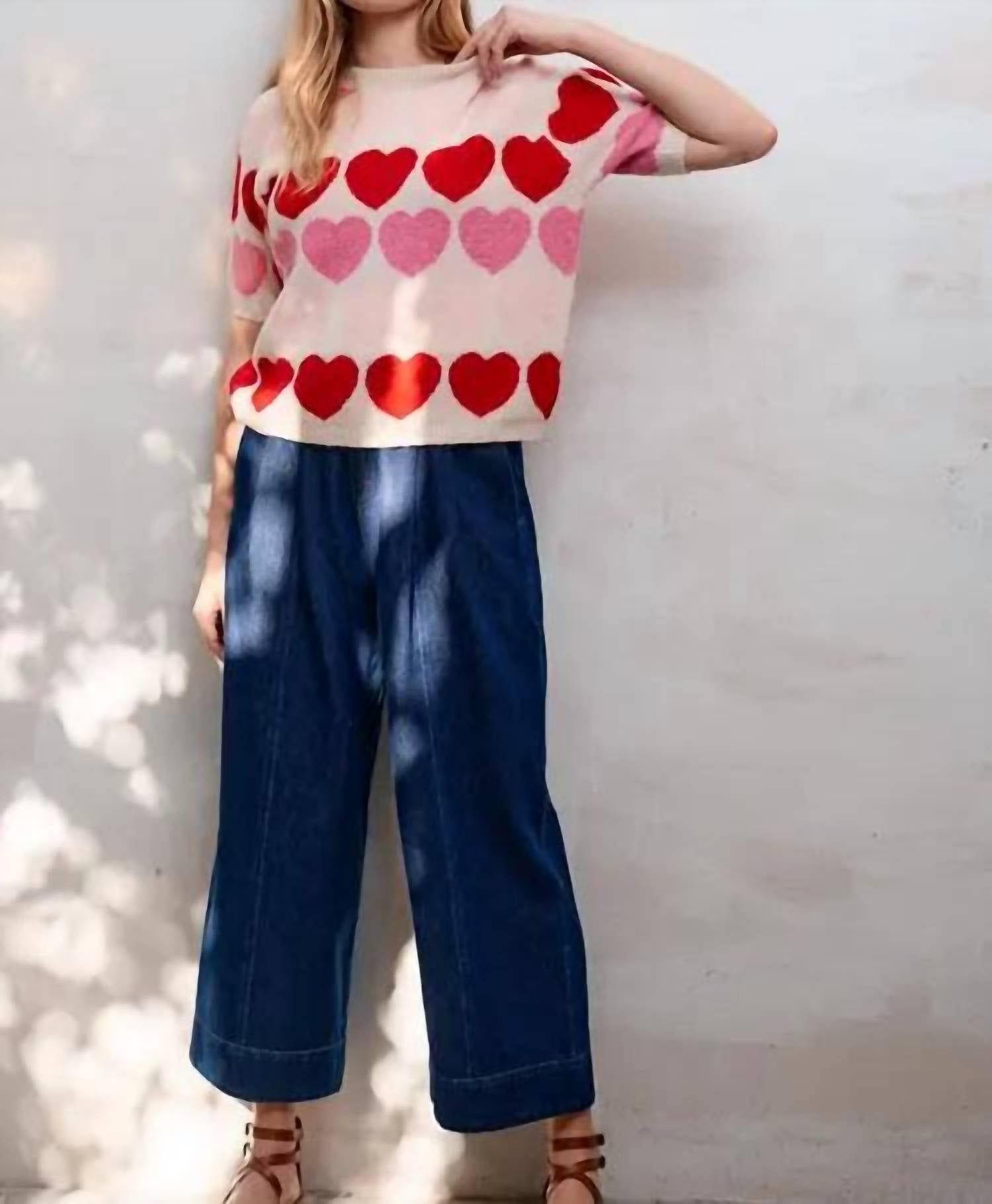 Jade By Jane - Colorblock Heart Sweater