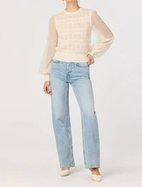 Astr - Ann Crochet Knit Balloon Sleeve Sweater