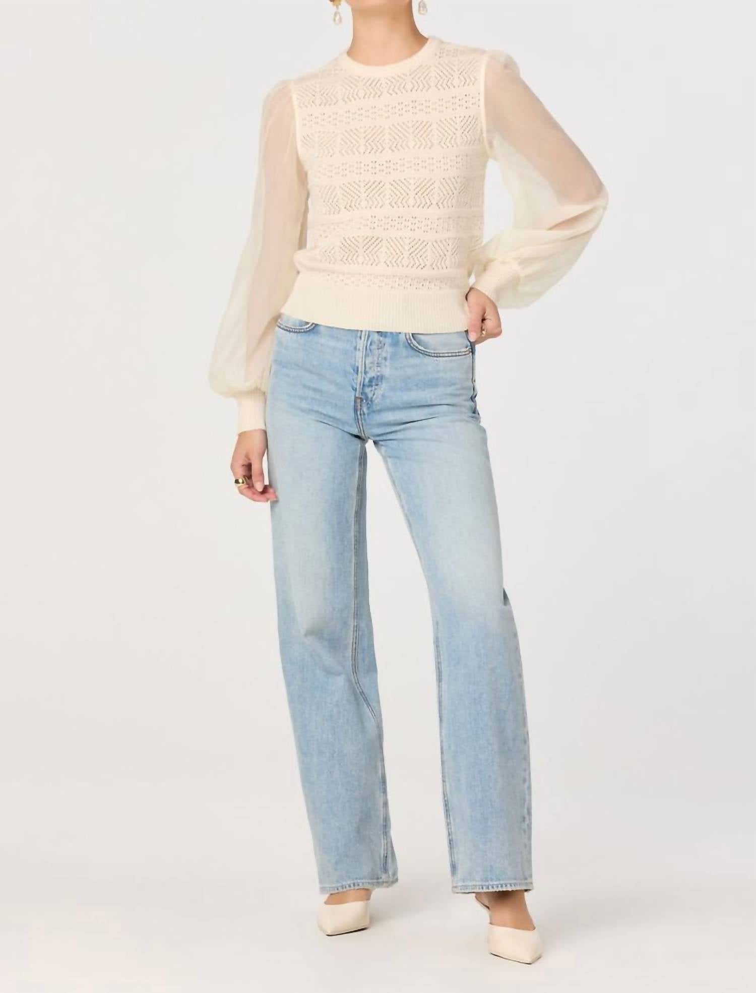 Astr - Ann Crochet Knit Balloon Sleeve Sweater