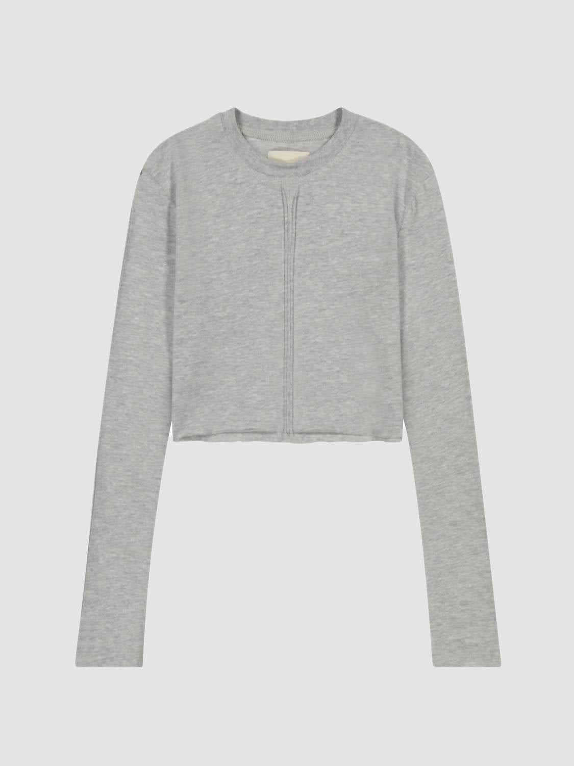 DL1961 - Kids' Girls Raw Edge Long Sleeve Tee in heather grey raw - kids' long sleeve top