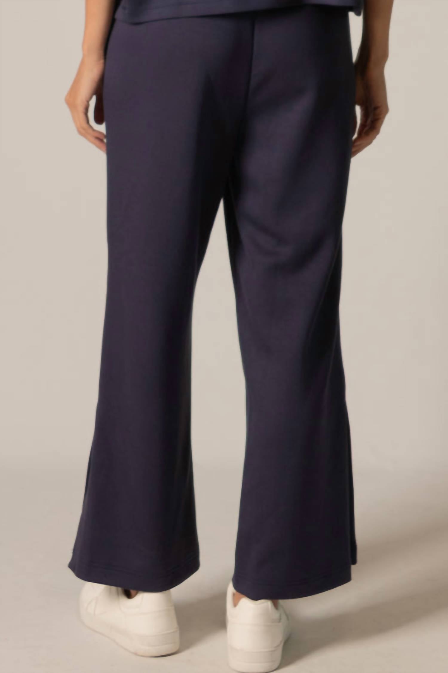 P.CILL Tru Side Binding Wide Leg Pants in navy - women's pants - detail view