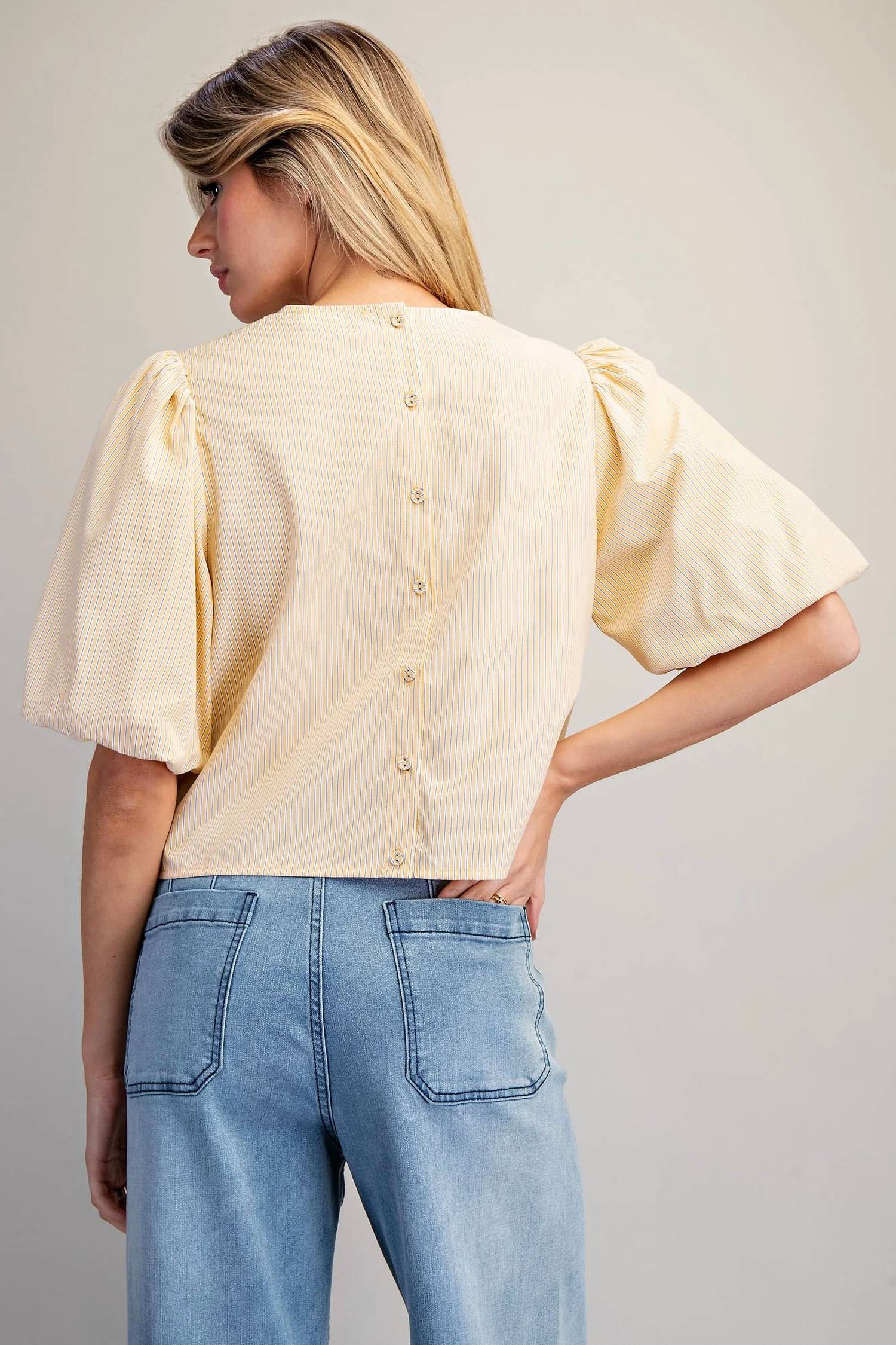 Ee:Some - Willow Grace Puff Sleeve Tie-hem Blouse