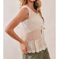 Listicle - Crochet Tie-front Sleeveless Top