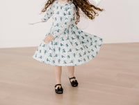 Kickee - Girls' Print Long Sleeve Twirl Dress with Pockets