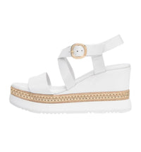 NeroGiardini Women's Loira Wedge Sandal in bianco - women's sandal - alternate view