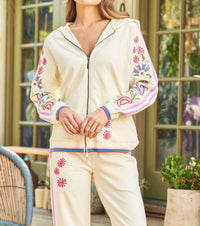 Paparazzi - Embroidered French Terry Zip Front Hoodie
