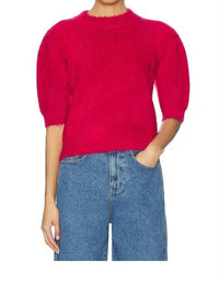 Bobi - Mock Neck Puff Sleeve Sweater Top