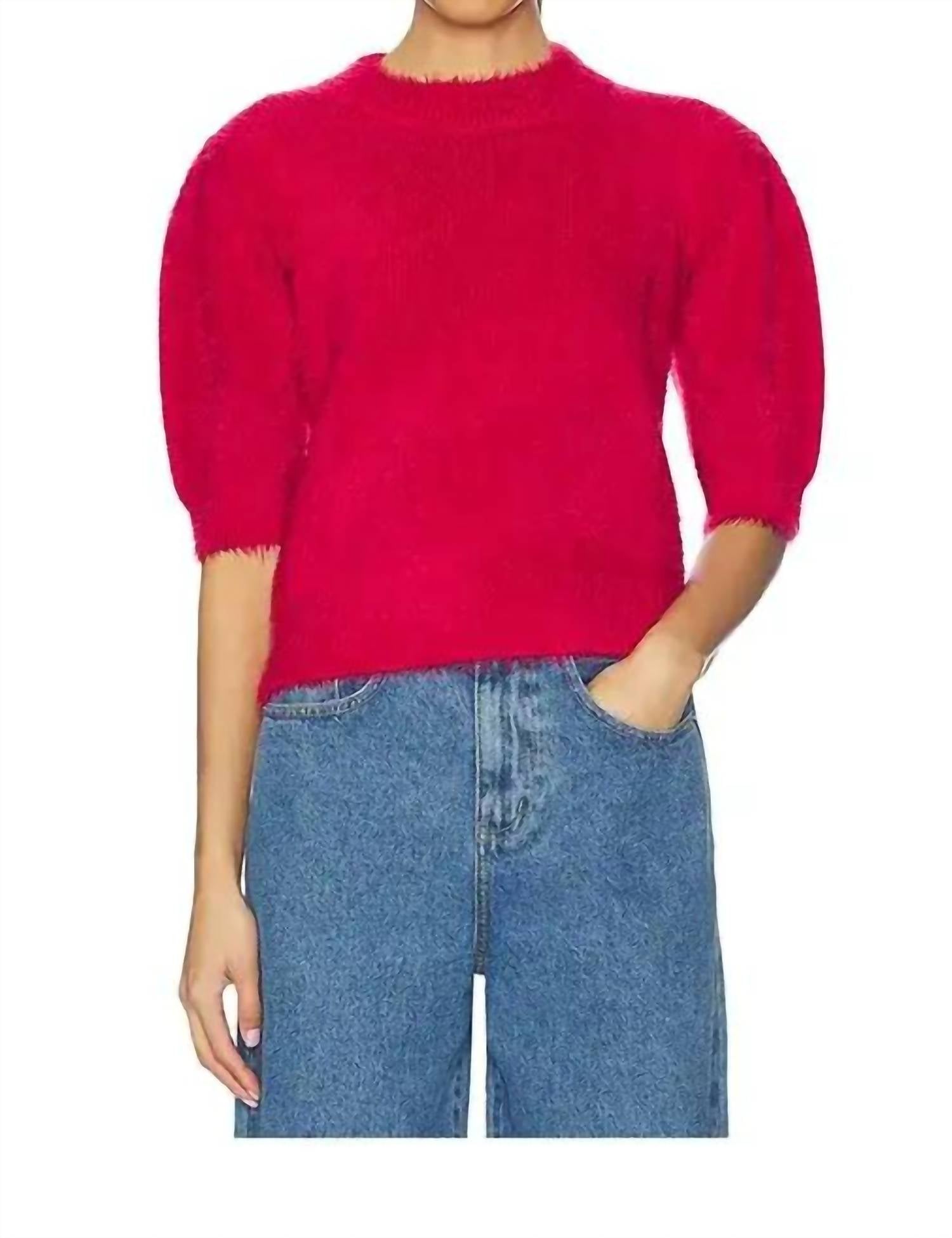 Bobi - Mock Neck Puff Sleeve Sweater