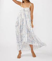 Lovestitch - Floral Spaghetti Strap Tiered Ruffle Maxi Dres