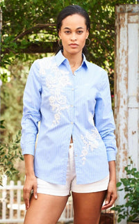 Paparazzi - Lace Applique Tripe Shirt