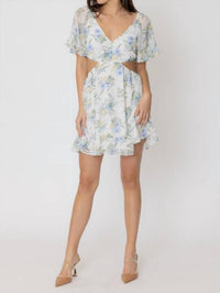 ark & co. Floral Print Cut Out Mini Dress in ivory multi - women's dress