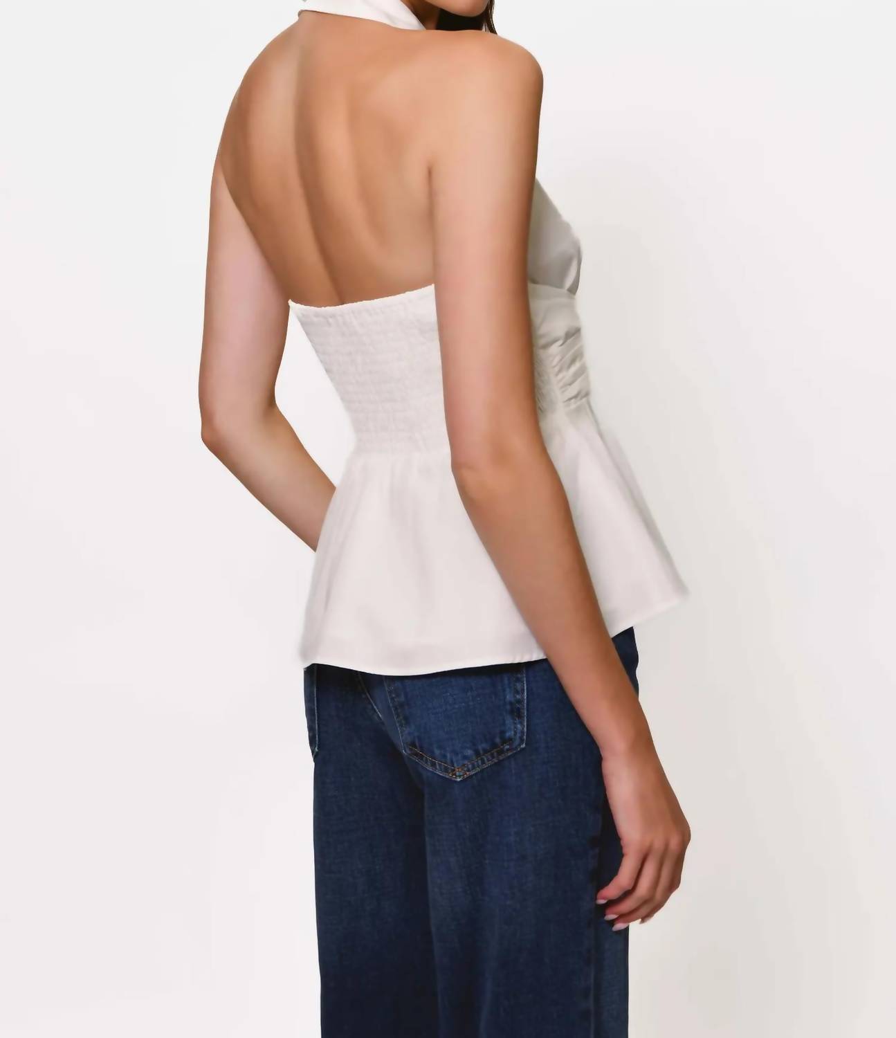 Hutch - Colbie Collared Halter Peplum Tank