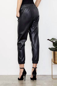 DAVID LERNER Vegan Ankle Zip Jogger in black - women's pants - detail view