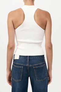 St. Agni Sculpted Knit Top in off white - women's tank top - detail view
