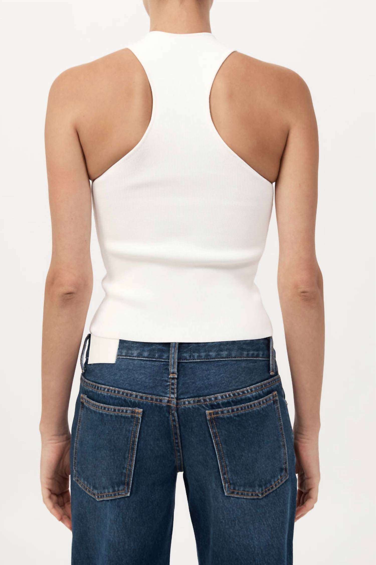St. Agni Sculpted Knit Top in off white - women's tank top - detail view