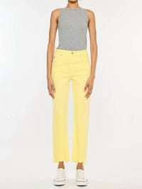 KanCan High Rise Straight Fit Jean in yellow - women's jeans