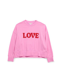 Shiraleah Love Relaxed Sweatshirt in pink - women's sweater - detail view