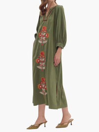 entro Katy Blockprint Dress in olive - women's dress - alternate view
