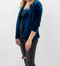 Skies Are Blue - Ruched Velvet Blazer