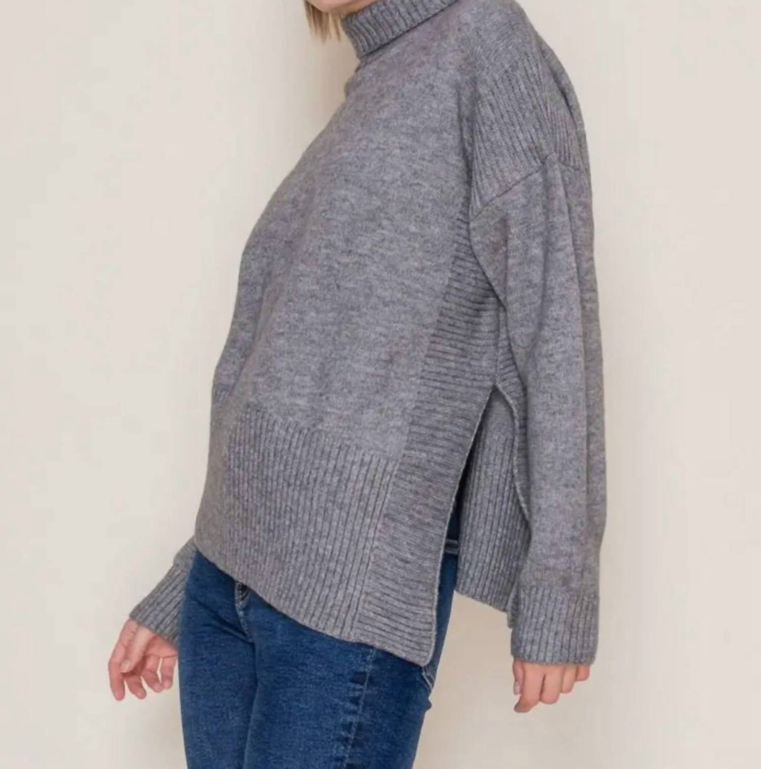 White Birch Leslie Knit Turtleneck Sweater in beige - women's sweater - alternate view