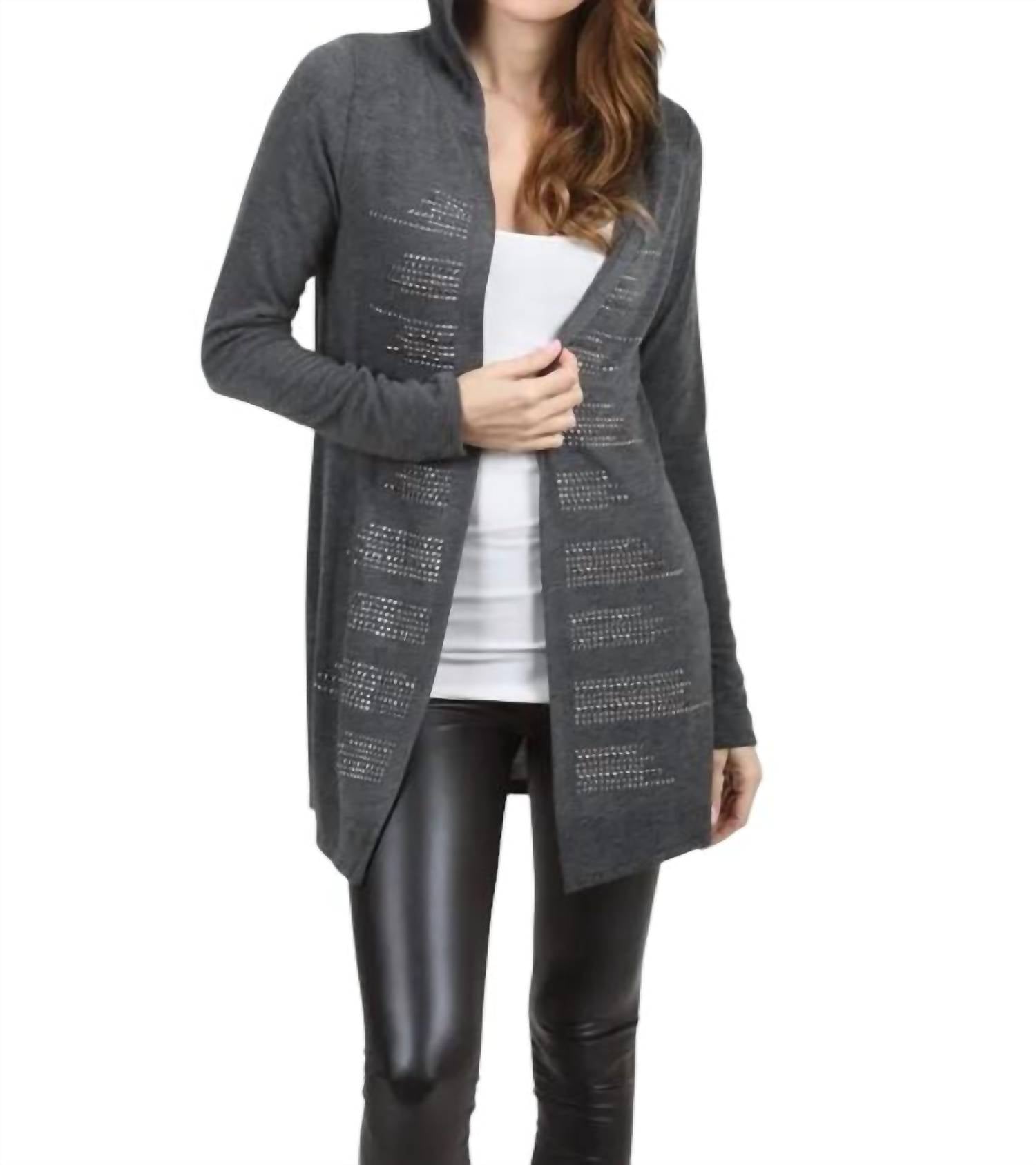 Vocal Apparel - Hooded Cardigan with Stud Detail