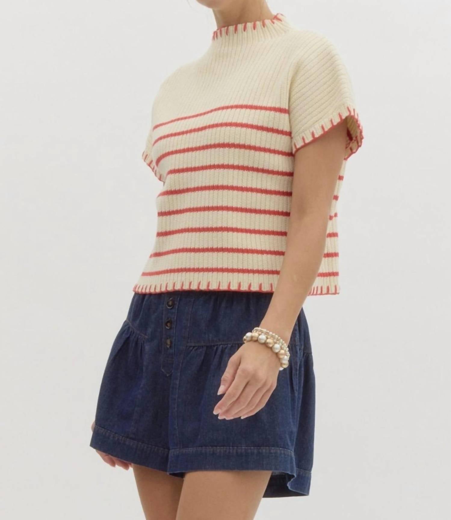 Entro - striped Short Sleeved Sweater
