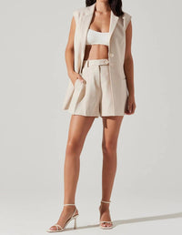 Astr - Preston Linen Pleated Shorts