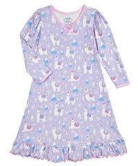 Sara'S Prints - Girl's Llama Whirl And Twirl Night Gown