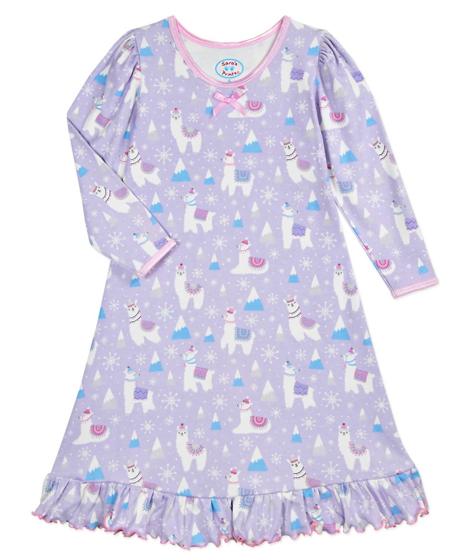 Sara'S Prints - Girl's Llama Whirl And Twirl Night Gown