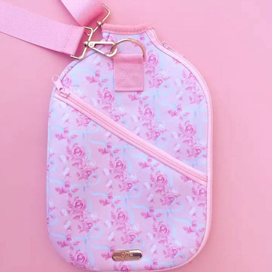Rock Paper Scissors - Women's Watercolor Floral Bow Pickleball Paddle Bag & Cover