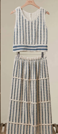 Mello - Women's Avery Boho Crochet Stripe Two Piece Set