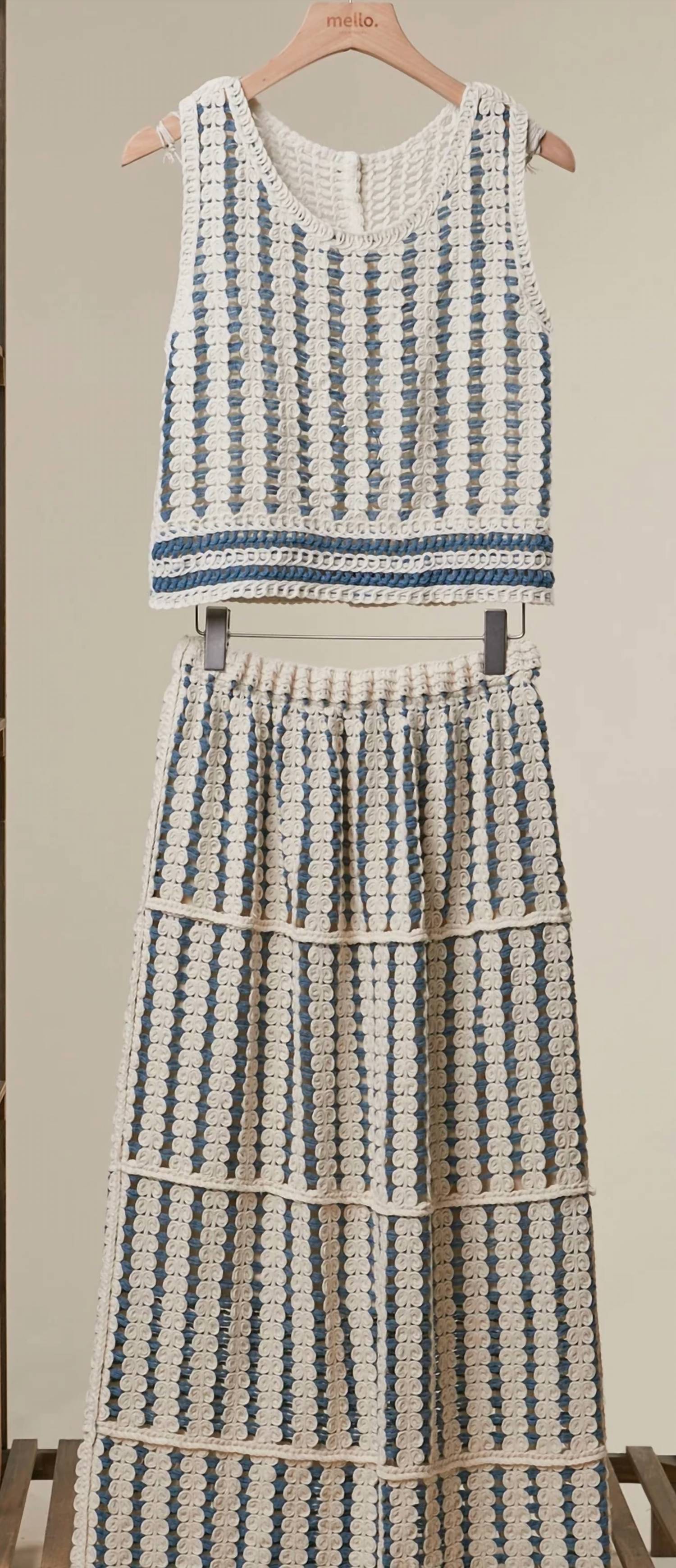 Mello - Women's Avery Boho Crochet Stripe Two Piece Set