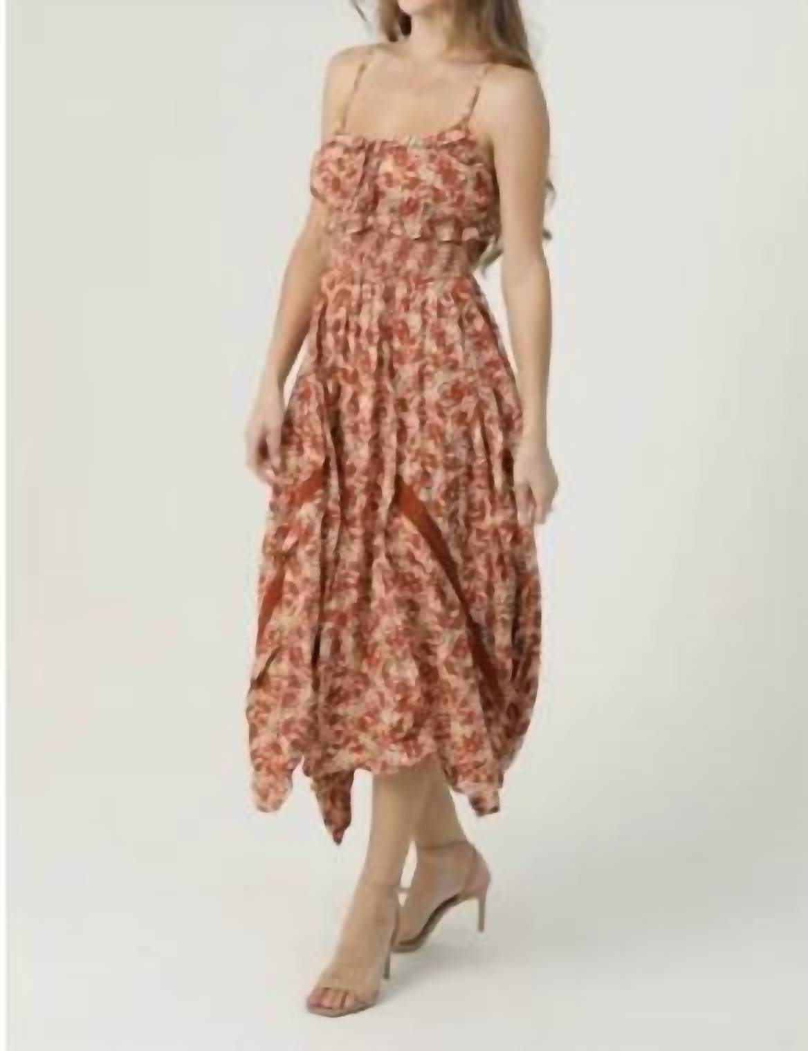 Angie - Ruffles And Lace Midi Dress