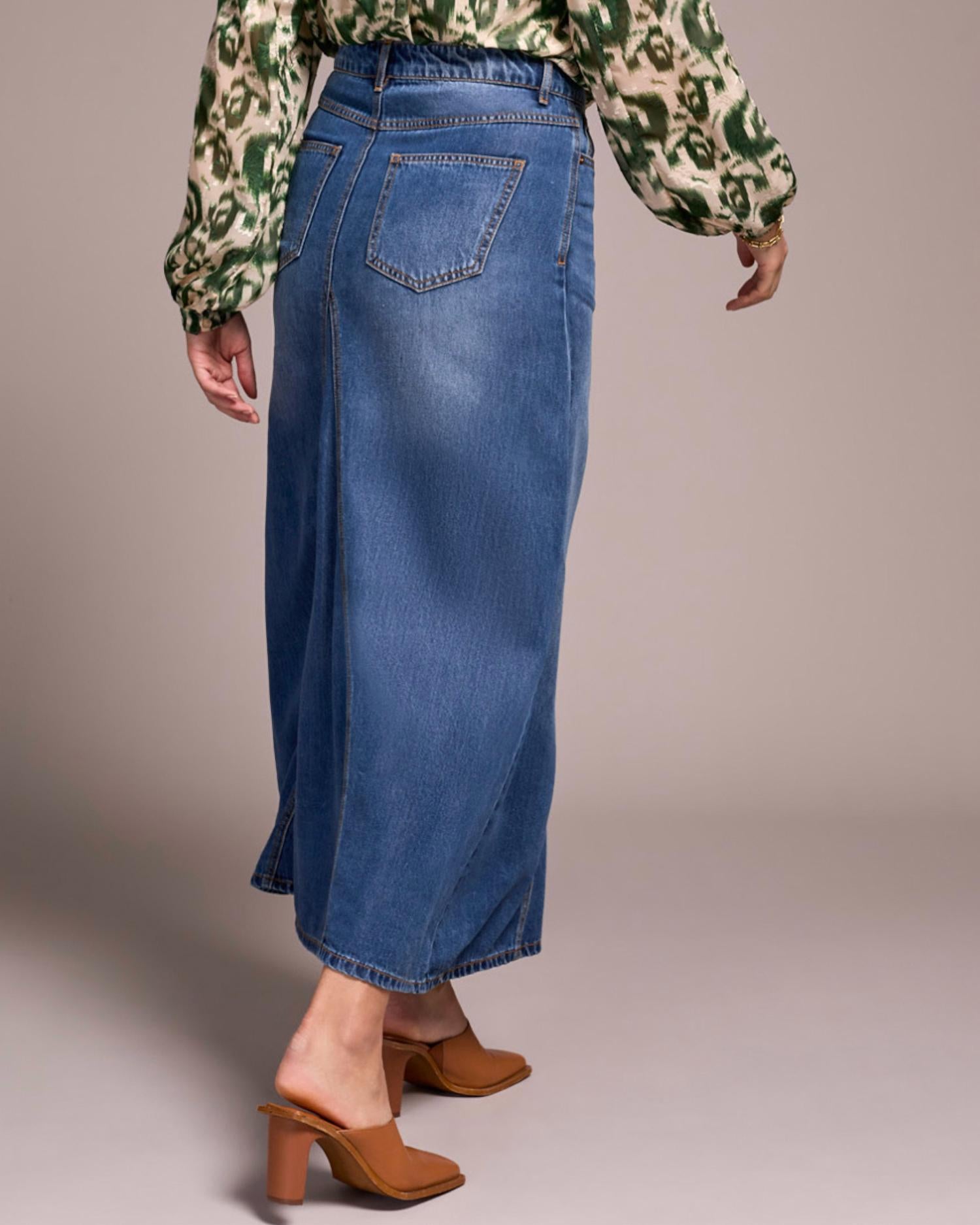 Tribal - Flowy Denim Skirt