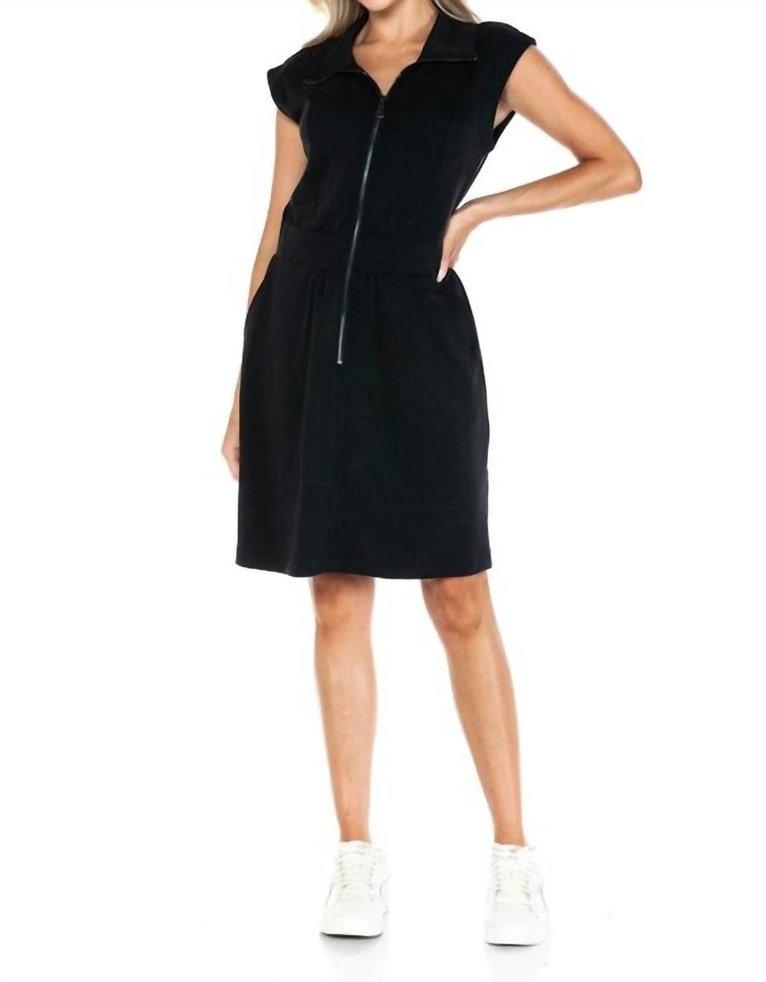 ariella Scuba Dress With Zipper Detail in black - women's dress
