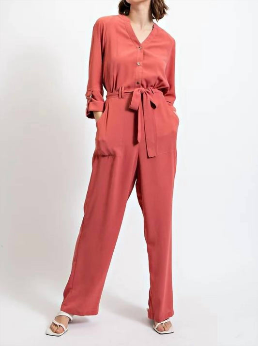 Gigio - Roll Sleeve Waist Tie Jumpsuit