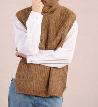 MOLLY BRACKEN Knitted Sleeveless Sweater in camel - women's sweater - view 4