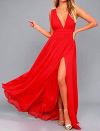 Lulus - Sleeveless Empire Waist Side Slit Maxi Dress