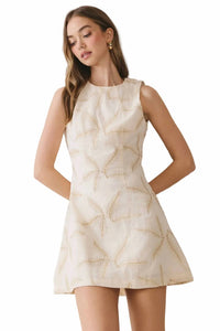 Tcec - Golden Fern Embroidered Mini Dress