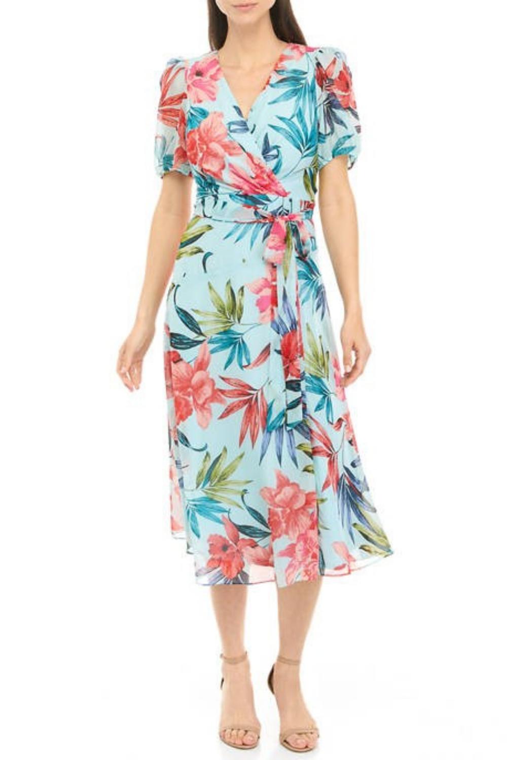 Maison Tara - Short Puff Sleeve A-line Midi Dress