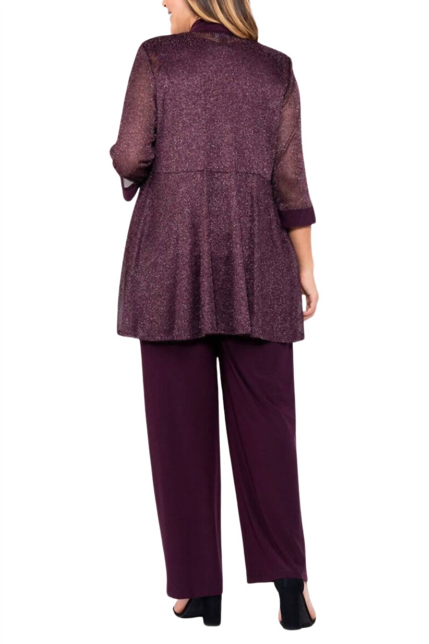 R&M Richards - Sleeveless Top And Loose Pants With Matching Jacket Set