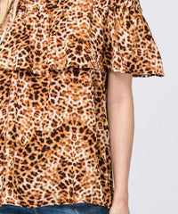 Entro - Leopard Print Off The Shoulder Top
