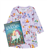 Books To Bed Girl's Uni The Unicorn Nightgown And Book Set in purple - kids' dress