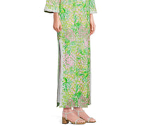 Lilly Pulitzer Shealyn Stretch Maxi Caftan in fauna green lime feeling good - women's dress - detail view