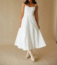 Klesis Stretch Twill Flare Midi Dress in white - women's dress