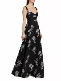 Ml Monique Lhuillier - Thalia Floral Jacquard A-Line Gown