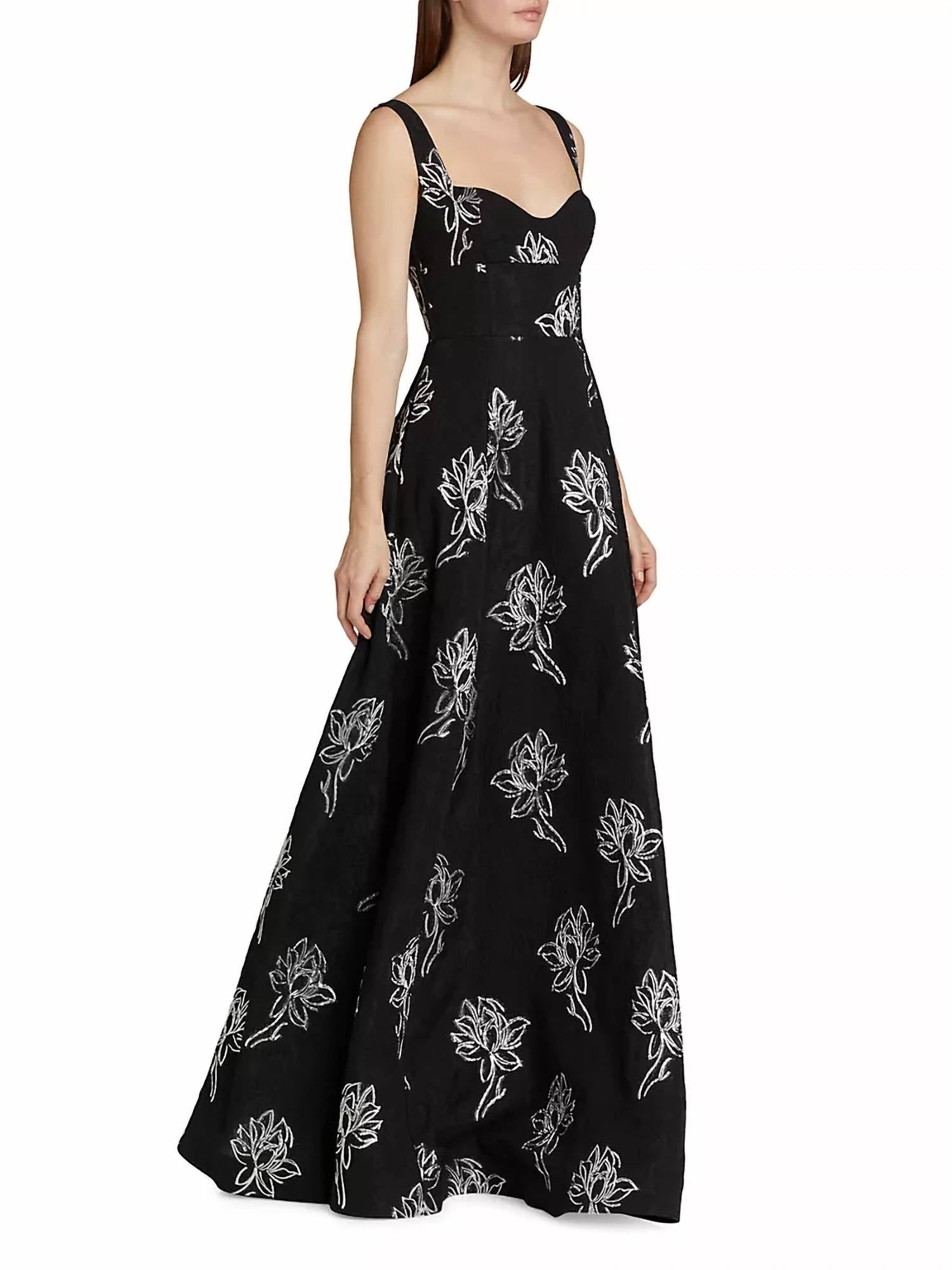 Ml Monique Lhuillier - Thalia Floral Jacquard A-Line Gown